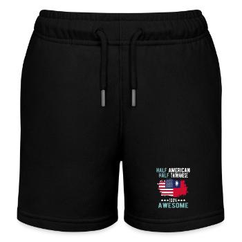 Halb Amerikaner Halb Taiwaner - Kinder Organic Joggingshorts Mini Bolter von Stanley/Stella - Schwarz - Vorne