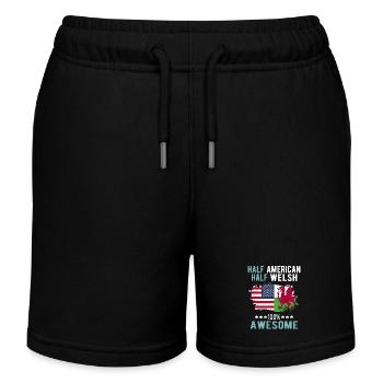 Half American Half Welsh - Kids Organic Sweat Shorts by Stanley/Stella - black - Front