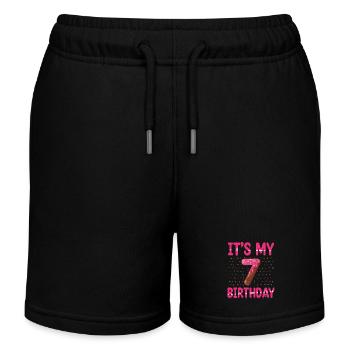 C’est mon 7e anniversaire | | du thème Sprinkles - Short de jogging enfant bio Stanley/Stella - noir - Devant