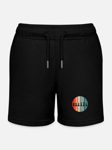Chess Chess Pieces Chess - Kids Organic Sweat Shorts by Stanley/Stella - black