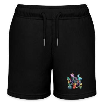 Little brother Saurus | Rawr Dinosaur Tshirt | - Kids Organic Sweat Shorts by Stanley/Stella - black - Front