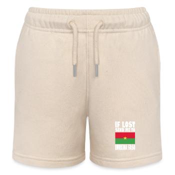 Burkina Faso Flag Slogan - Kids Organic Sweat Shorts by Stanley/Stella - soft Ecru - Front