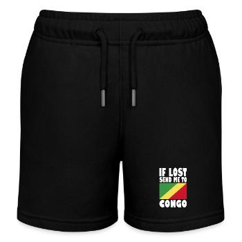 Kongo Flagge Spruch - Kinder Organic Joggingshorts Mini Bolter von Stanley/Stella - Schwarz - Vorne