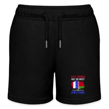 Half French Half Belarusian - Kids Organic Sweat Shorts by Stanley/Stella - black - Front