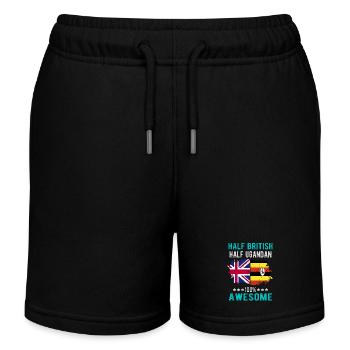 Half British Half Ugandan - Kids Organic Sweat Shorts by Stanley/Stella - black - Front