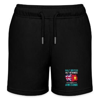 Half British Half Vietnamese - Kids Organic Sweat Shorts by Stanley/Stella - black - Front