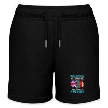 Halb Brite Halb Kameruner - Kinder Organic Joggingshorts Mini Bolter von Stanley/Stella - Schwarz - Vorne