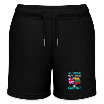 Half British Half Lithuanian - Kids Organic Sweat Shorts by Stanley/Stella - black - Front