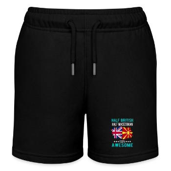 Half British Half Macedonian - Kids Organic Sweat Shorts by Stanley/Stella - black - Front