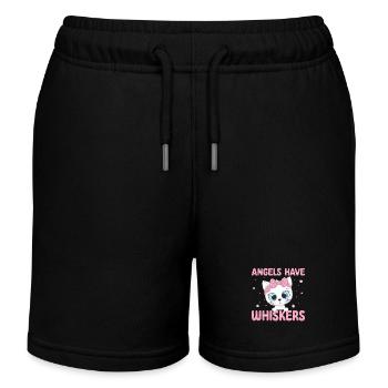 Engel Haben Schnurrhaare | Niedliche Katze Shirt - Kinder Organic Joggingshorts Mini Bolter von Stanley/Stella - Schwarz - Vorne