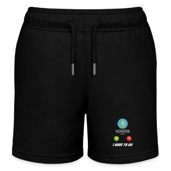 Kasachstan ruft an Lusiger Flaggen Spruch - Kinder Organic Joggingshorts Mini Bolter von Stanley/Stella - Schwarz - Vorne