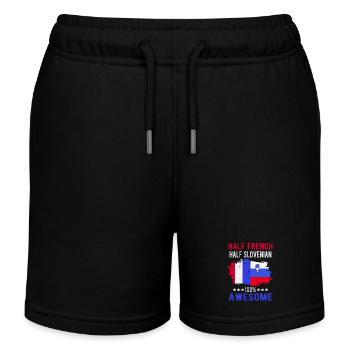 Half French Half Slovenian - Kids Organic Sweat Shorts by Stanley/Stella - black - Front