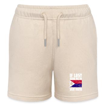 St. Martin Flagge Spruch - Kinder Organic Joggingshorts Mini Bolter von Stanley/Stella - Natur - Vorne