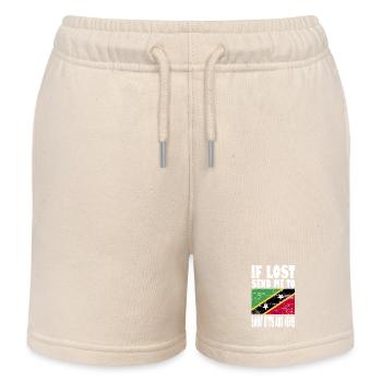 Saint Kitts and Nevis Flag Saying - Kids Organic Sweat Shorts by Stanley/Stella - soft Ecru - Front