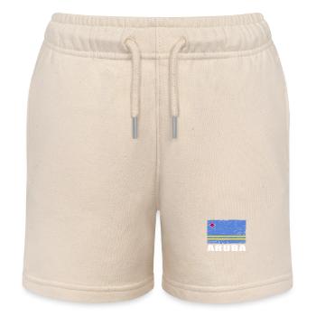 Aruba Flag Grunge Aruba Flag - Kids Organic Sweat Shorts by Stanley/Stella - soft Ecru - Front