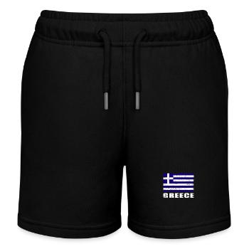 Greece Flag Grunge Greece Flag - Kids Organic Sweat Shorts by Stanley/Stella - black - Front