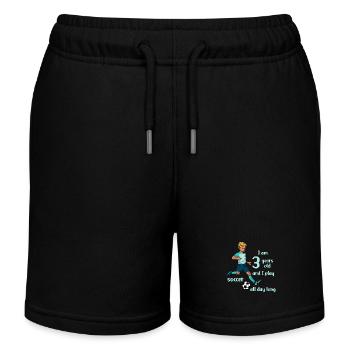Un garçon tire au football - J’ai 3 ans - Short de jogging enfant bio Stanley/Stella - noir - Devant