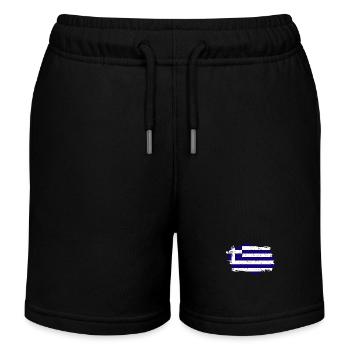 Greece Flag Grunge Greece Flag - Kids Organic Sweat Shorts by Stanley/Stella - black - Front