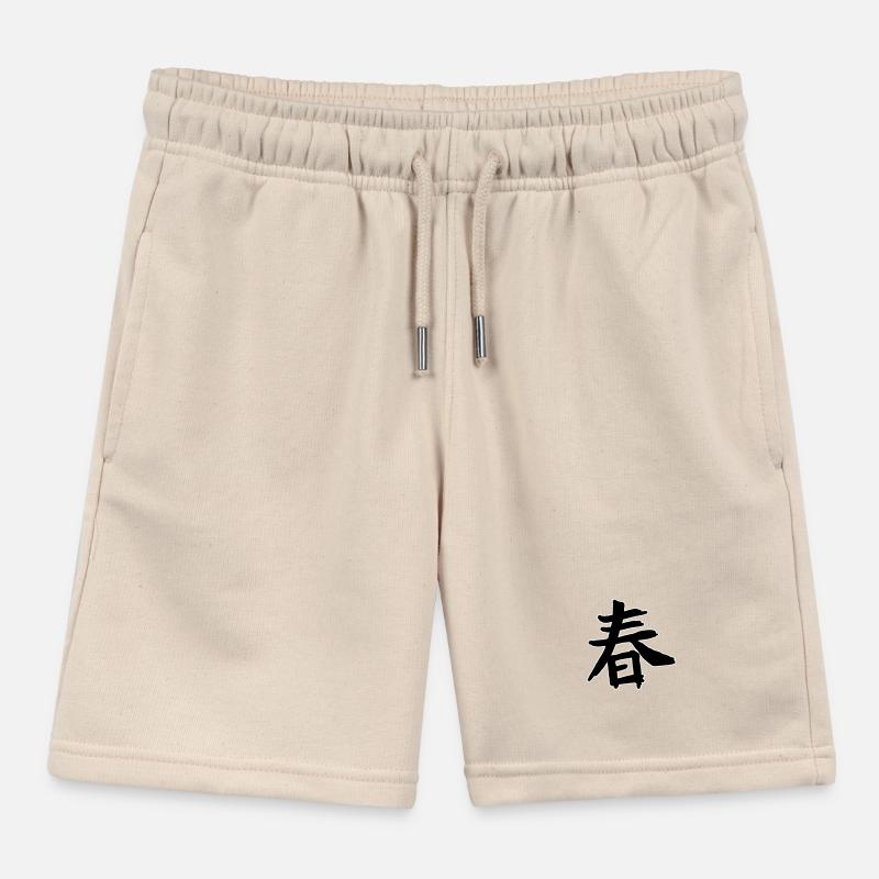 Spring Chinese Script Character Symbol Kids Organic Sweat Shorts by Stanley/Stella
