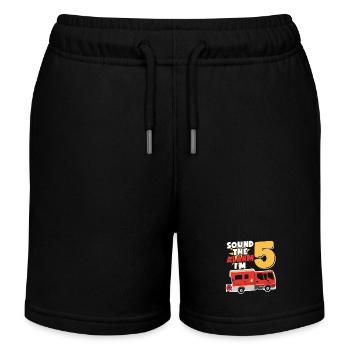 Sonnez l’alarme J’ai 5 | Sujet Pompier - Short de jogging enfant bio Stanley/Stella - noir - Devant