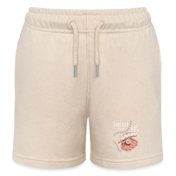 Muschel mit Perle, Motivationsspruch Dream-Big - Kinder Organic Joggingshorts Mini Bolter von Stanley/Stella - Natur - Vorne