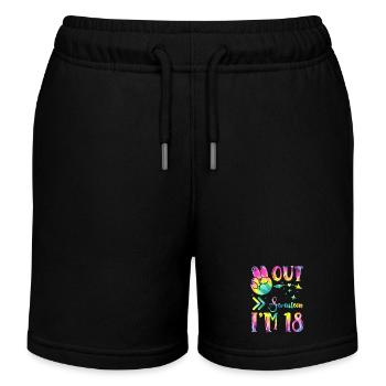 Peace Out Seventeen I'm 18 | Tie Dye Themed - Kids Organic Sweat Shorts by Stanley/Stella - black - Front