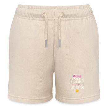 La reine c’est ma mère / cadeau pour maman - Short de jogging enfant bio Stanley/Stella - écru doux - Devant
