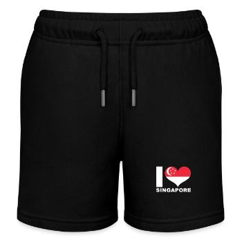 J’adore Singapour drapeau du cœur Singapour - Short de jogging enfant bio Stanley/Stella - noir - Devant