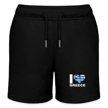 Ich liebe Griechenland Herz Flagge Griechenland - Kinder Organic Joggingshorts Mini Bolter von Stanley/Stella - Schwarz - Vorne