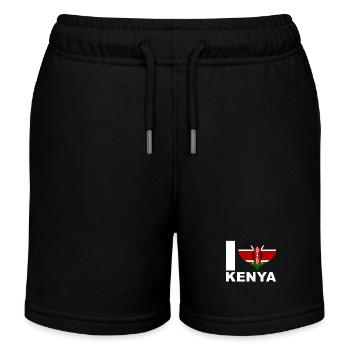J’adore le drapeau du cœur du Kenya - Short de jogging enfant bio Stanley/Stella - noir - Devant