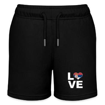 Ich liebe Serbien Herz Flagge Serbien - Kinder Organic Joggingshorts Mini Bolter von Stanley/Stella - Schwarz - Vorne