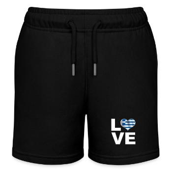 Ich liebe Griechenland Herz Flagge Griechenland - Kinder Organic Joggingshorts Mini Bolter von Stanley/Stella - Schwarz - Vorne