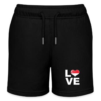J’adore Singapour drapeau du cœur Singapour - Short de jogging enfant bio Stanley/Stella - noir - Devant
