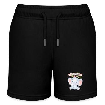 Little elephant, funny saying Dreaming Big - Kids Organic Sweat Shorts by Stanley/Stella - black - Front