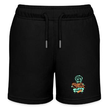 School, school frustration, funny saying graffiti style - Kids Organic Sweat Shorts by Stanley/Stella - black - Front