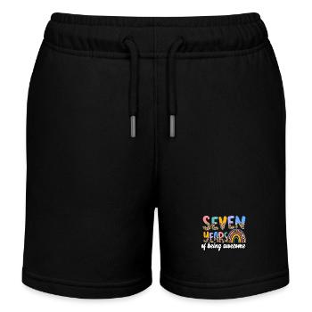 Seven Years Of Being Awesome Animal Skin Pattern - Kinder Organic Joggingshorts Mini Bolter von Stanley/Stella - Schwarz - Vorne