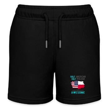 Half American Half Singaporean - Kids Organic Sweat Shorts by Stanley/Stella - black - Front
