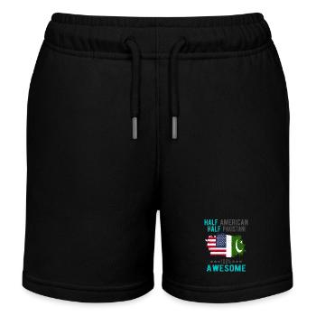 Halb Amerikaner Halb Pakistaner - Kinder Organic Joggingshorts Mini Bolter von Stanley/Stella - Schwarz - Vorne