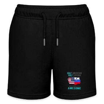 Halb Amerikaner Halb Slowenier - Kinder Organic Joggingshorts Mini Bolter von Stanley/Stella - Schwarz - Vorne