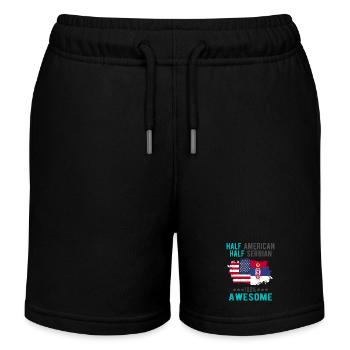 Half American Half Serbian - Kids Organic Sweat Shorts by Stanley/Stella - black - Front