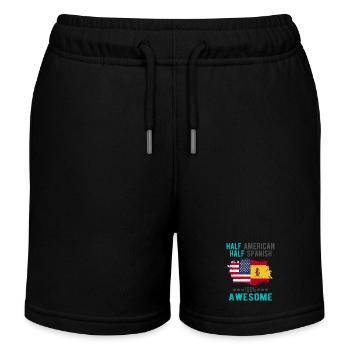 Half American Half Spanish - Kids Organic Sweat Shorts by Stanley/Stella - black - Front
