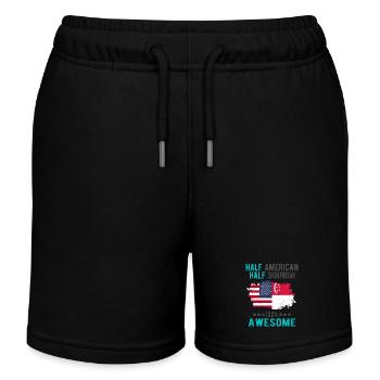 Halb Amerikaner Halb Singapurer - Kinder Organic Joggingshorts Mini Bolter von Stanley/Stella - Schwarz - Vorne