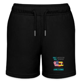 Half American Half Ugandan - Kids Organic Sweat Shorts by Stanley/Stella - black - Front