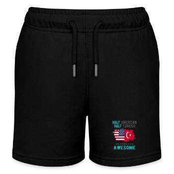 Half American Half Turkish - Kids Organic Sweat Shorts by Stanley/Stella - black - Front