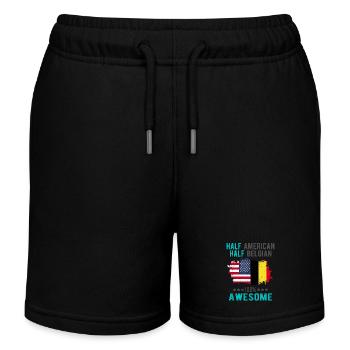Half American Half Belgian - Kids Organic Sweat Shorts by Stanley/Stella - black - Front