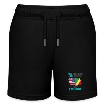 Halb Amerikaner Halb Kongolese - Kinder Organic Joggingshorts Mini Bolter von Stanley/Stella - Schwarz - Vorne
