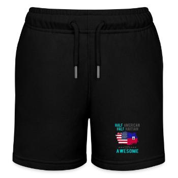 Moitié américain moitié haïtien - Short de jogging enfant bio Stanley/Stella - noir - Devant