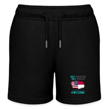Halb Amerikaner Halb Indonesier - Kinder Organic Joggingshorts Mini Bolter von Stanley/Stella - Schwarz - Vorne