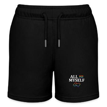 All Bi Myself Lgbt Rainbow Gay Pride Flag - Kids Organic Sweat Shorts by Stanley/Stella - black - Front