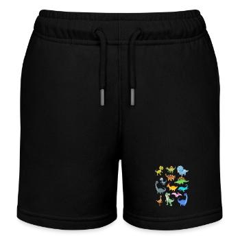 Many kawaii dinosaurs - Kids Organic Sweat Shorts by Stanley/Stella - black - Front